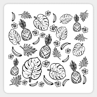 Tropical black and white pattern Magnet